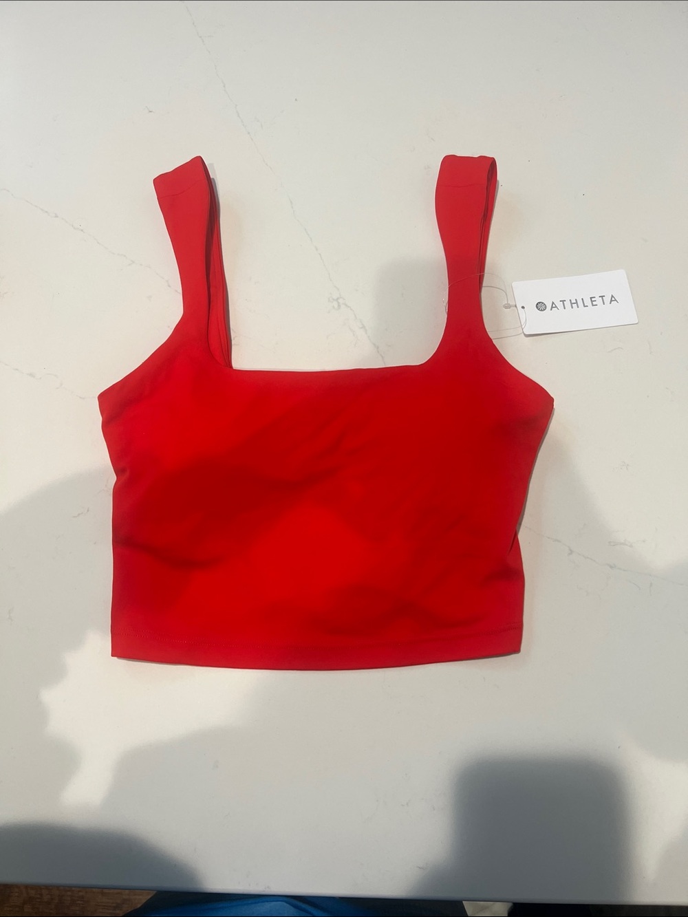 Athleta Transcend Red Square-Neck Crop Tank
